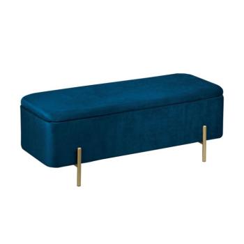 Ülőkés tárolós pad, bársony arany lábakkal 108x40 cm, sötétkék - CHIC kép