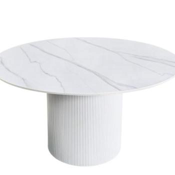 UNIQUE fehér kerámia kerek étkezőasztal 120 cm kép