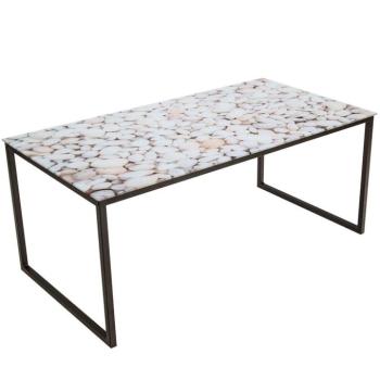 Üveg dohányzóasztal kavics mintával, 105 cm - MICHIGAN PEBBLE kép
