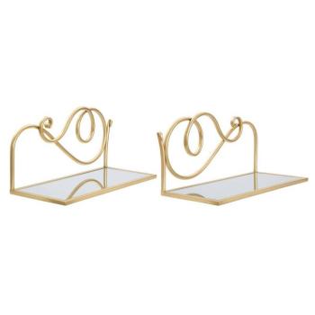 Üveg polc szett, fém díszítéssel, 2 db, arany - MIAL kép