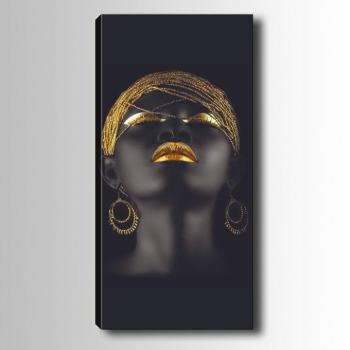 Vászon falikép, 30x80 cm női arc fekete arany - LA FEMME kép