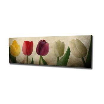 Vászon falikép, tulipánok, 80x30 cm, krémszínű - TULIPES kép