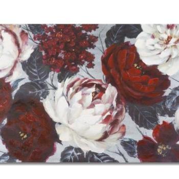 Vászon kép, pünkösdi rózsák,120x60 cm piros, fehér, sötétzöld - ROSES2 kép