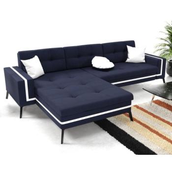 Venezia Almada SL1 kihúzható sarokkanapé tárolóval - 255 x 138 cm - (navy blue / fehér) kép