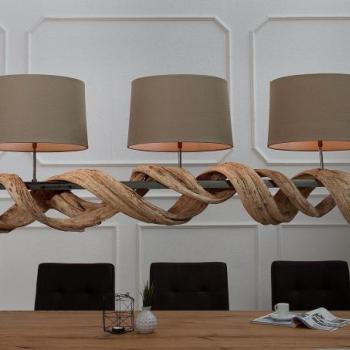 VIGINE barna újrahasznosított fa függőlámpa 160cm kép