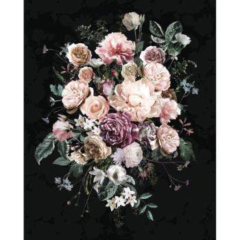 Virágcsokrot ábrázoló tapéta, 200x250 cm, fekete-rózsaszín - BOUQUET DE ROSES kép