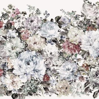 Virágcsokrot ábrázoló tapéta, 300x250 cm, fehér - kék - szürke - BOUQUET kép
