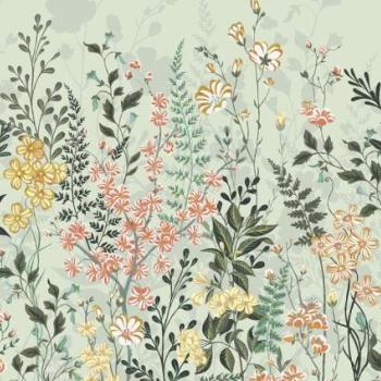 Virágmintás tapéta, 400x250 cm, zöld - narancssárga - sárga - CHAMPS kép