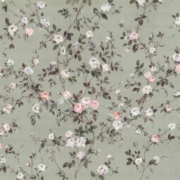 Virágmintás tapéta, romantikus hatású, 350x250 cm, rózsaszín - fehér - zöld - FARANDOLE kép