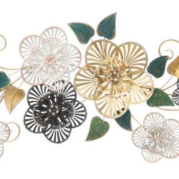 Virágos fali dekoráció, arany - BOUQUET kép