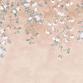 Virágzó ágakat ábrázoló festmény, 400x250 cm, bézs - zöld - fehér - ROSETTE kép