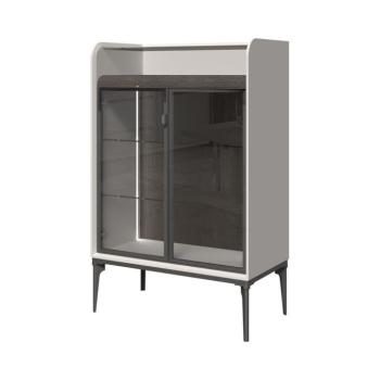 Vitrinszekrény, két ajtóval, fehér matt, 81 cm - PICADILLY kép
