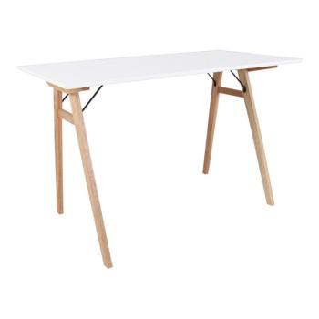 Vojens Desk fehér asztal barna lábakkal, hosszúság 120 cm - House Nordic kép