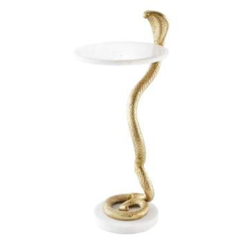 WILDLIFE COBRA fehér márvány arany lerakóasztal kép