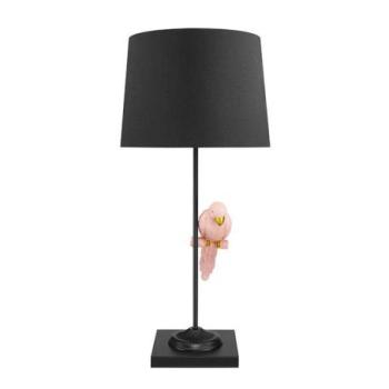 WILDLIFE fekete asztali lámpa arany-rózsaszín papagájjal kép