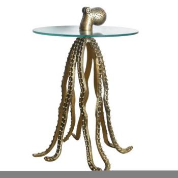 WILDLIFE OCTOPUS arany alumínium dohányzóasztal 65cm kép