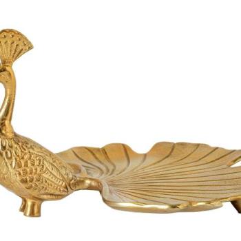 WILDLIFE PEACOCK arany szobor tál kép