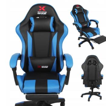 Xgaming játékszék lábtartóval - fekete és kék színben kép
