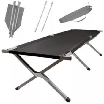 XXL Összecsukható kempingágy - fekete, 150 kg teherbírással kép
