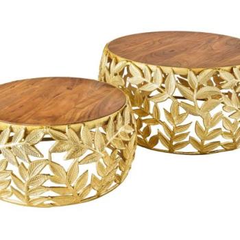 ABSTRACT LEAF akácfa dohányzóasztal 2 darabos szett kép