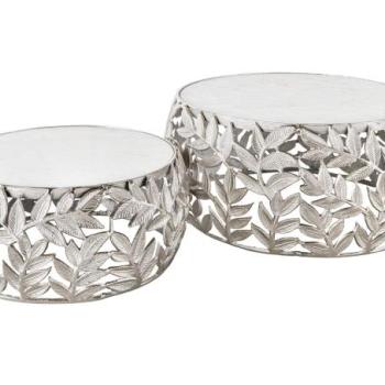 ABSTRACT LEAF ezüst márvány dohányzóasztal 2db/szett kép