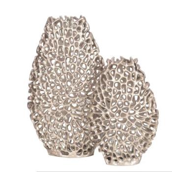 ABSTRACT LEAF kétrészes ezüst alumínium váza kép