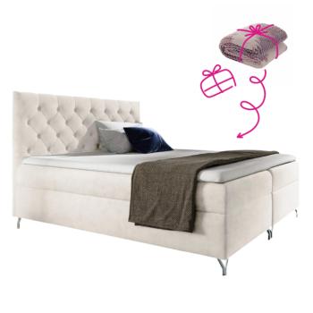 Boxspring ágy, 140x200, fehér Velvet szövet, GULIETTE + ajándék kép