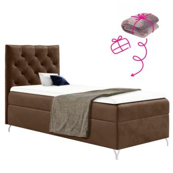 Boxspring ágy, 90x200, barna Velvet szövet, balos, GULIETTE + ajándék kép