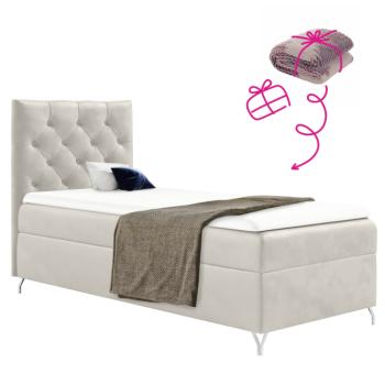Boxspring ágy, 90x200, fehér Velvet szövet, balos, GULIETTE + ajándék kép