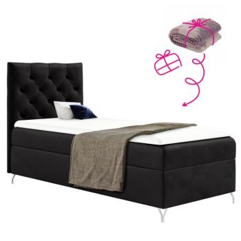 Boxspring ágy, 90x200, fekete Velvet szövet, balos, GULIETTE + ajándék kép