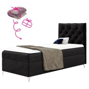 Boxspring ágy, 90x200, fekete Velvet szövet, jobbos, GULIETTE + ajándék kép