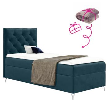 Boxspring ágy, 90x200, sötétkék Velvet szövet, balos, GULIETTE + ajándék kép