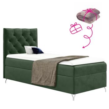 Boxspring ágy, 90x200, zöld Velvet szövet, balos, GULIETTE + ajándék kép