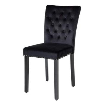 CASTLE chesterfield stílusú fekete bársony szék kép