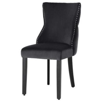 CASTLE DELUXE fekete bársony szék oroszlánfej fogantyúval kép