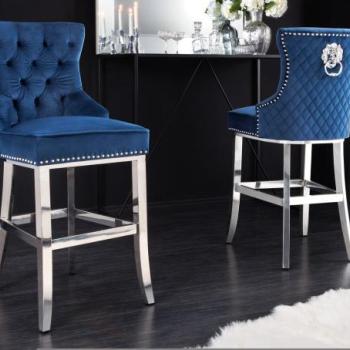 CASTLE DELUXE kék bársony bárszék kép