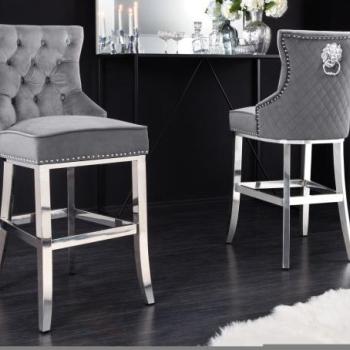 CASTLE DELUXE szürke bársony bárszék kép