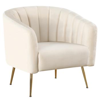Design fotel, bézs Velvet szövet/gold króm-arany, BAGY kép