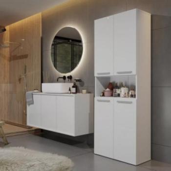 Drohmo 2K DK fürdőszoba szekrény, 60x174x30 cm, fehér kép