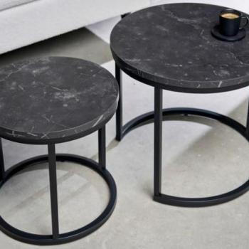 ELEGANCE fekete márvány kétrészes dohányzóasztal 45cm kép