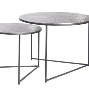 ELEMENTS CROCODILE 2 részes ezüst alumínium dohányzóasztal 60cm kép