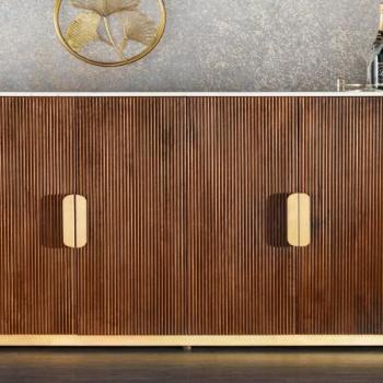 GATSBY barna mangófa arany és márvány tálalószekrény 170cm kép