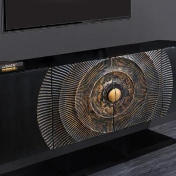 GOLDEN SUNSET fekete mangófa függő tálalószekrény kép