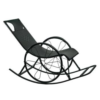 Hintaszék, rattan/fém, fekete, ROKIN kép