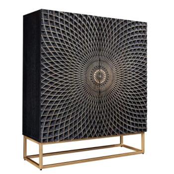 ILLUSION fekete mangófa tálalószekrény 120cm kép