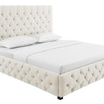 PARIS CHESTERFIELD bézs lenvászon ágy 180x200cm kép