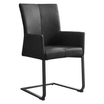 SAMSON fekete valódi bőr konzolszék karfával kép