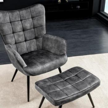 SCANDINAVIA szürke bársony fotel kép