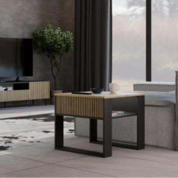 Shannan MIX 2P MINI dohányzóasztal, 58x50x58 cm, tölgy-fekete kép