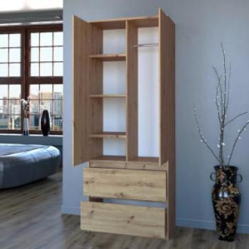 Shannan SS-90 gardróbszekrény, 90x180x50 cm, tölgy kép